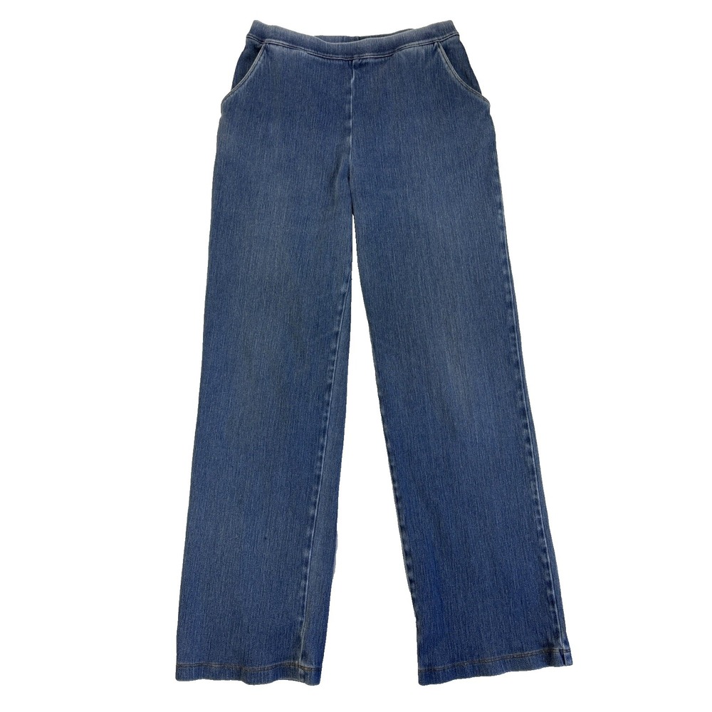 LL Bean Women's Small High Waisted Pull On Wide Leg Denim Pans Y2K 90's Classic